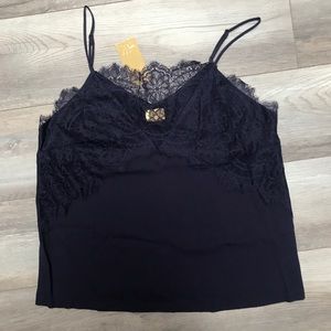 H&M Navy lace trim cami NWT